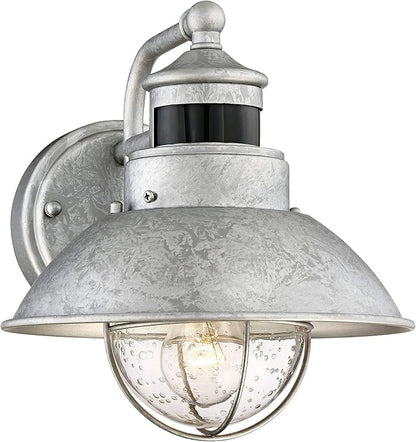 John Timberland Oberlin Rustic Industrial Farmhouse Outdoor Barn Light Fixture Galvanized Dusk to Dawn Motion Sensor 9" Clear Seedy Glass for Exterior Deck House Porch Yard Patio Outside Garage