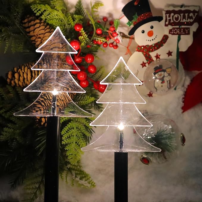 FUCHSUN 5 Pack Solar Garden Lights Outdoor, Pathway Backyard Walkway Lights Solar Powered Waterproof, LED Yard Decorative for Patio Path Landscape Outside (Christmas Trees)