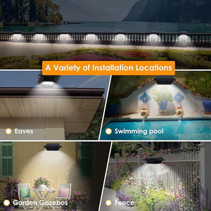 UniqueFire Solar Gutter Lights Outdoor, 40 LEDs Bright Solar Powered led Fence Light Deck Lights Waterproof for Wall, Deck, Fence, Stair, Step and Yard (Black,Cool White-6 Pack)