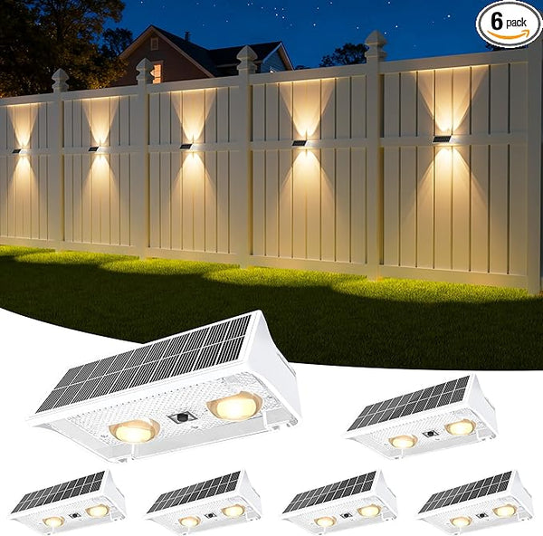 NIORSUN Solar Fence Lights Outdoor, 6 Pack Up and Down Waterproof Solar Wall Lights, Fence Lights with Lens, Warm & | Lumora