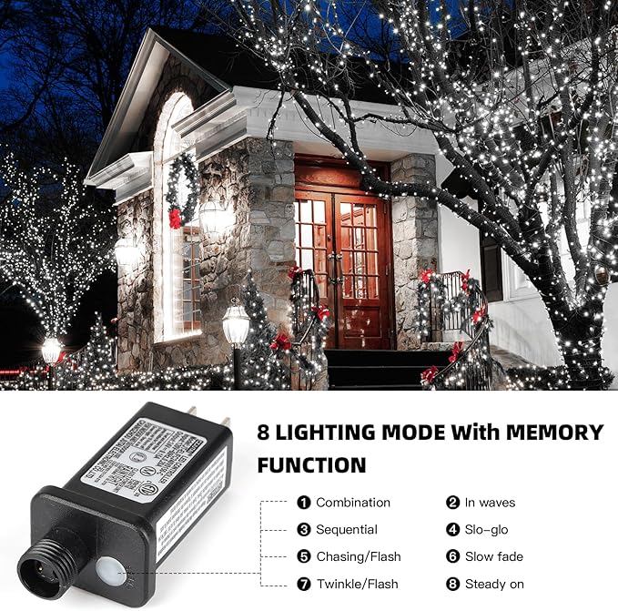XTF2015 170FT 500 LED Christmas String Lights, Christmas Lights End-to-End Plug 8 Modes - UL Certified - Outdoor | Lumora
