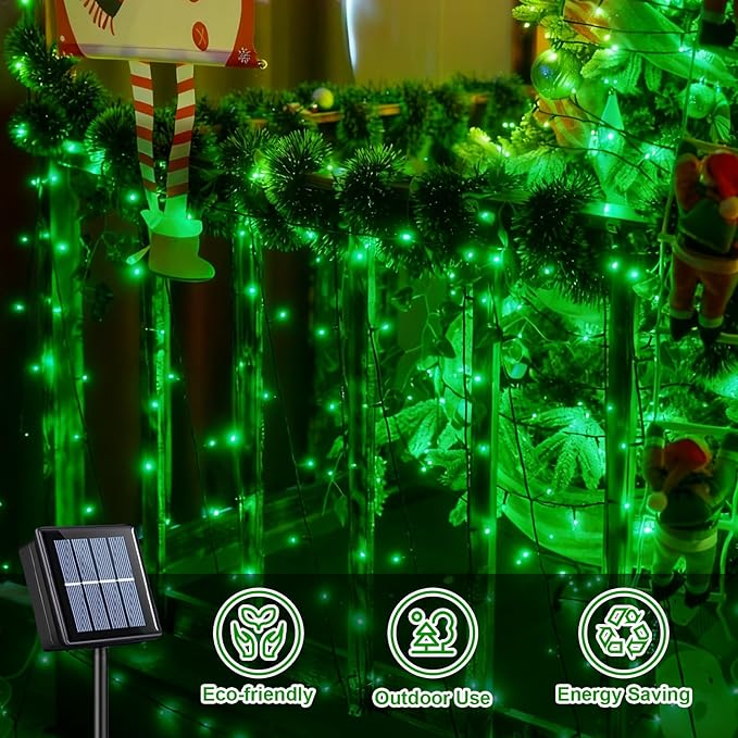 QITONG Green Solar String Lights, 2 Pack Each 66ft 200 LED Christmas String Lights Outdoor Waterproof, 8 Modes | Lumora