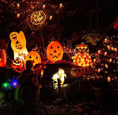 C9 Halloween String Lights, 25Ft Outdoor Orange String Light with 26 Clear Orange Bulbs(1 Spare), Halloween Lights for Indoor Outdoor Party Holiday Lighting Decor, Black Wire