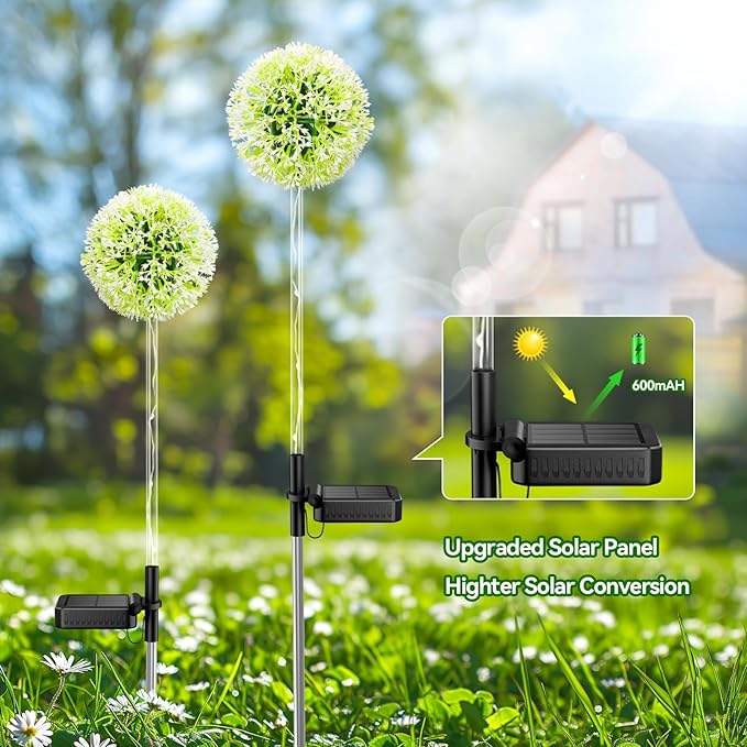 Solar Garden Lights Outdoor Decor: 4 Pack Dandelion Solar Flower Lights, 2 Modes 16 LED Colored Solar Lights for | Lumora