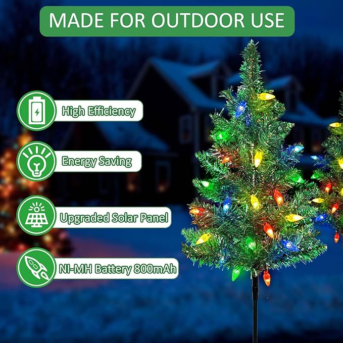 Upgraded 4-Pack Solar Christmas Garden Stake Lights, Decorative Xmas Tree Solar Christmas Yard Stake Outdoor | Lumora