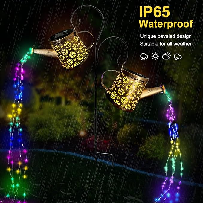 Solar Watering Can Lights Outdoor, IP65 Waterproof Garden Decor Solar Garden Light 8 Multi-Color Changing Modes One | Lumora