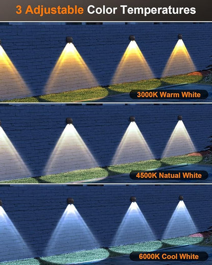 High Brightness Solar Fence Lights Outdoor, Larger Size Solar Lights with Dual Solar Panels, Waterproof Fence Lights Solar Powered for Stair, Step, Yard, Patio, Wall (12 Pack)