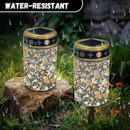 Lemon Flower Garden Solar Light Pathway Solar Powered Lights Solar Yard Lights Waterproof Solar Outdoor Lights for Cemetery Landscape Path Lights LED Solar Lamp