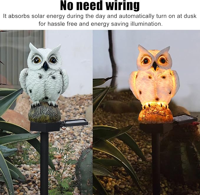 Solar Lights Outdoor, Owl Solar Landscape Light Solar Pathway Light Warm Light LED Solar Stake Lights for Garden, Patio, Yard, Lawn, Walkway Decoration