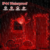 QITONG Red Valentine Solar String Lights, 2 Pack Each 66ft 200 LED Christmas Lights Outdoor Waterproof, 8 Modes | Lumora