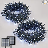 QITONG Solar Christmas Lights Outdoor Waterproof, 2 Pack Each 66ft 200 LED Christmas String Lights, 8 Modes Green | Lumora