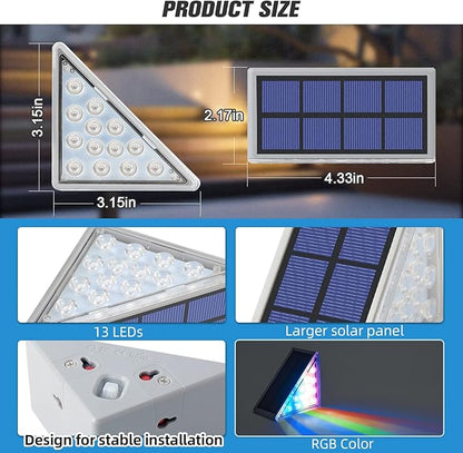 NIORSUN Solar Step Lights,12 Pack RGB Solid Color Changing Solar Stair Lights Outdoor Waterproof IP67 Auto On Off,Solar Lights for Steps,Stair,Patio,Yard,Porch,Front Door,Deck Decor