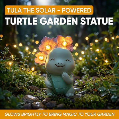 GLO-X Solar Turtle Garden Statue – Turtle Statue with Light-Up Flowers, Solar Powered Garden Decor Figurine for Outdoor Gardens, Lawn & Patio, Garden Gift for Mom & Grandma