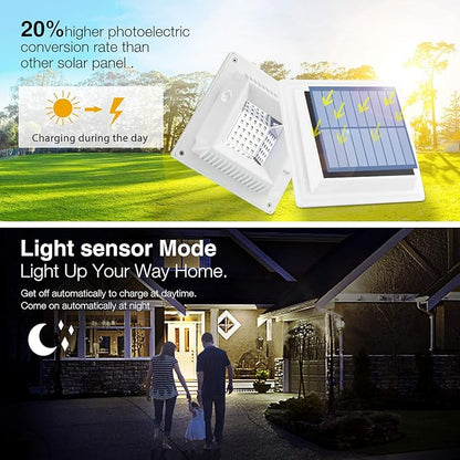 KEENZO Solar Powered Gutter Lights Waterproof Outdoor Dusk to Dawn 25 LED Deck Fence Wall Stair Step and Yard Cool/Warm White LED Eaves Garden Landscape Pathway (Warm White Light_2 PCS, White)