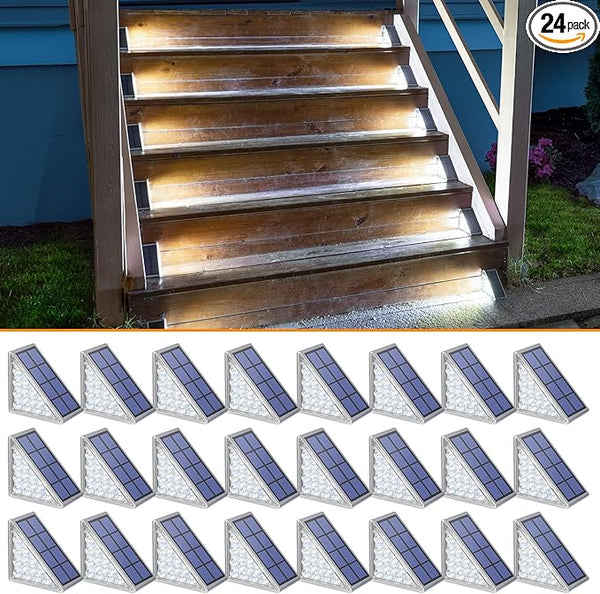 NIORSUN Solar Step Lights,24 Pack Cool White Solar Stair Lights Outdoor Waterproof IP67 Auto On Off,Solar Lights | Lumora
