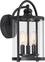 John Timberland Avani Modern Industrial Outdoor Wall Light Fixture Black Metal 13" Clear Cylindrical Glass Exterior | Lumora