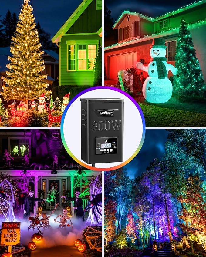 HIBOITEC RGBW Low Voltage Landscape Lighting 12W with 300W Transformer Remote Connectors Spotlights Landscape | Lumora