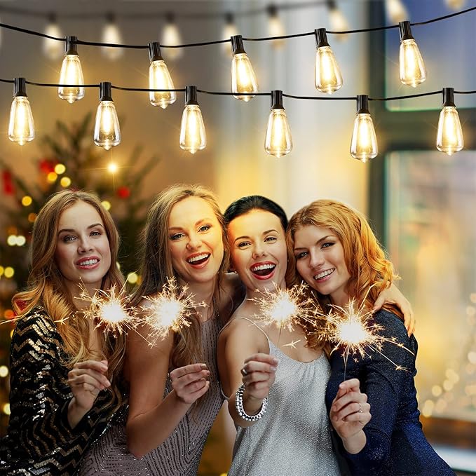 Auroraworld 25 FT Outdoor String Lights with 14 Shatterproof LED Bulbs, Waterproof Patio Lights for Yard, Party & Wedding