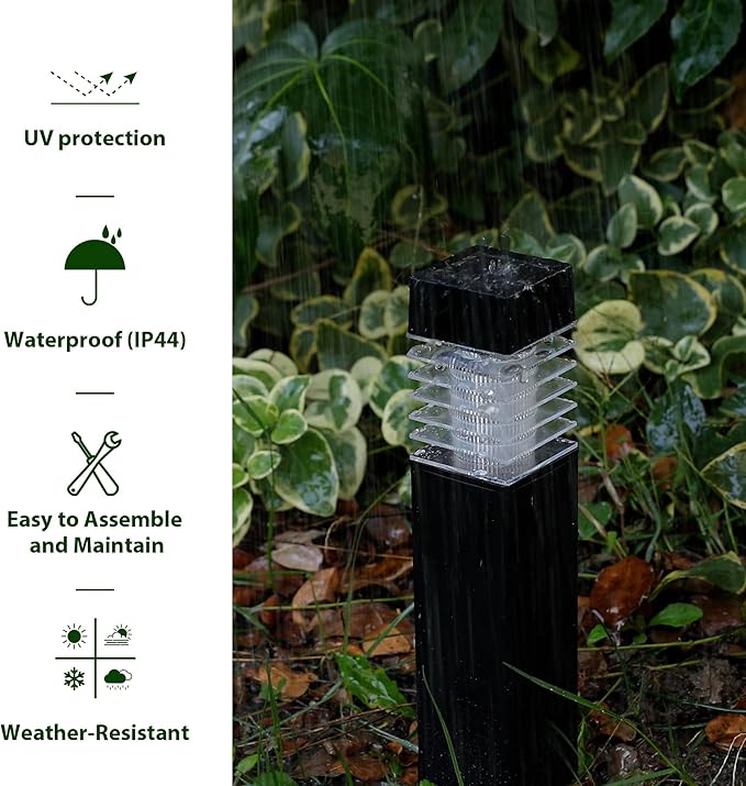 Glitzhome Solar Ground Lights Outdoor Waterproof 6 Pack Pillar Solar Powered Garden Lights for Walkway Yard Backyard Lawn Landscape Decorating