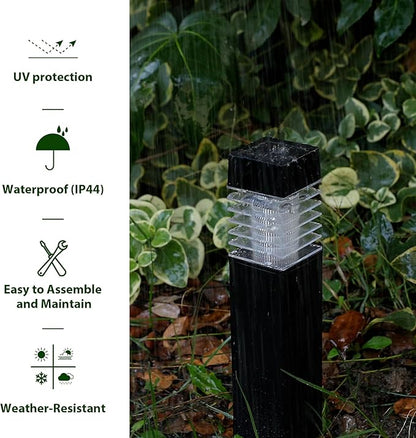 Glitzhome Solar Ground Lights Outdoor Waterproof 6 Pack Pillar Solar Powered Garden Lights for Walkway Yard Backyard Lawn Landscape Decorating