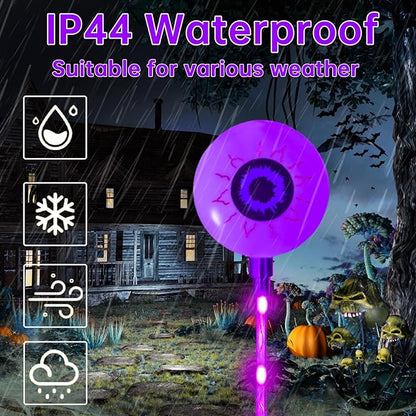 Solar Halloween Eyeball Pathway Lights, Halloween Eyeball Stake Lights Set of 8 Modes for Yard Lawn Patio Walkway Party Decor Purple