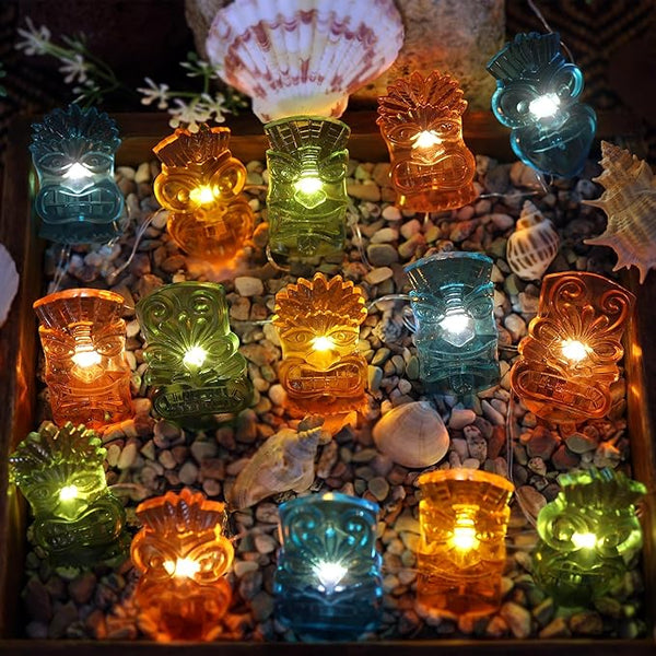 JASHIKA Tiki Mask String Lights USB Powered 20PCS 7FT, Tropical Hawaiian LED Fairy - Decorative Outdoor Light | Lumora