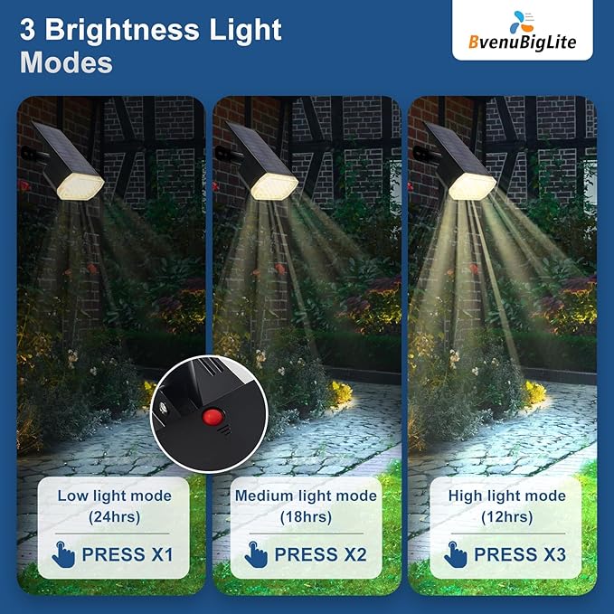 Solar Lights Outdoor Waterproof: IP65 Led Spot Light Decorations for Garden - 3 Lighting Modes Solar Powered for | Lumora