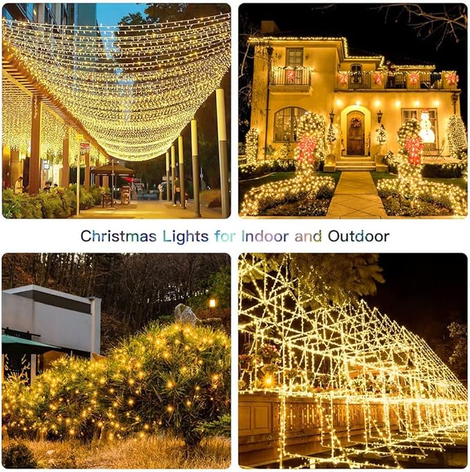 String Lights Fairy Lights 66 Feet 200 LED with Multi Flashing Modes Controller, Waterproof LED Lights Decorations for Bedroom, Wedding, Party, Garden, Patio, Indoor Outdoor Occastions (Warm White)