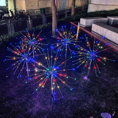 Solar Garden Firework Lights Outdoor, 5 Pack 450 LED 8 Lighting Modes Waterproof Landscape Decorative Sparklers Twinkling Starburst Lights for Yard Pathway Walkway Christmas, Colorful