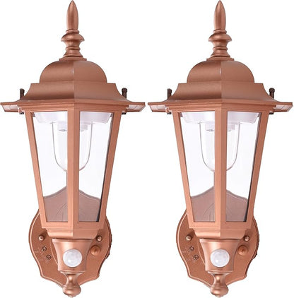 Maxsa 46719-2PACK Battery-Powered Motion-Activated Plastic LED Wall Sconce, 2-Pack (Bronze)
