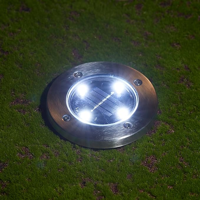 Glitzhome Solar Ground Lights Outdoor Waterproof 6 Pack Solar Garden Lights Disk Lights for Walkway Yard Backyard | Lumora