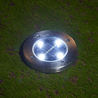 Glitzhome Solar Ground Lights Outdoor Waterproof 6 Pack Solar Garden Lights Disk Lights for Walkway Yard Backyard Lawn Landscape Decorating