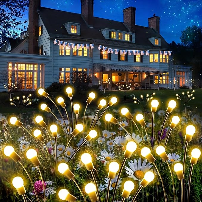 Solar Waterproof Outdoor Lights New Upgrade Solar Garden Lights, Swaying Fireflies, Suitable for Garden Decoration, Patio, Path & Holiday Decoration. (4 Packs - 32 LED)