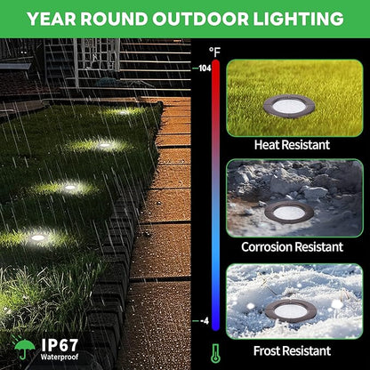 LED Well Light Kit, 6 Pack In Ground Landscape Lights and 100W Transformer and 100FT Cable and 30 Wire Connectors, 12V IP67 Waterproof Aluminum for Patio Pathway Lawn 6W 580LM