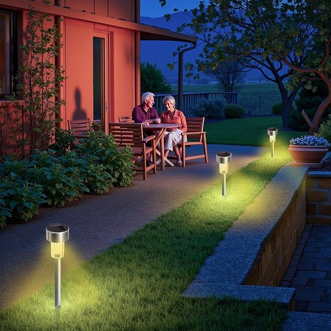 Outdoor Solar Pathway Lights, Stainless Steel Driveway Lamps, 12 Pcs, 29.5 X 4.5 Cm, Auto On/Off, Ip33 Weatherproof
