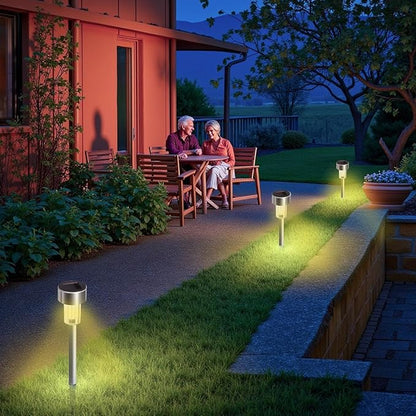 Outdoor Solar Pathway Lights, Stainless Steel Driveway Lamps, 12 Pcs, 29.5 X 4.5 Cm, Auto On/Off, Ip33 Weatherproof
