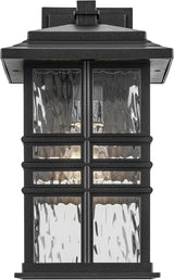 Kichler Beacon Square 14.25" 1-Light Outdoor Wall Light with Clear Hammered Glass in Textured Black, for Exterior | Lumora