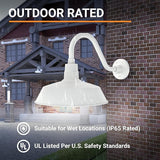 14in. White Outdoor Gooseneck Barn Light Fixture With 14.5 in. Long Extension Arm - Wall Sconce Farmhouse, Vintage | Lumora