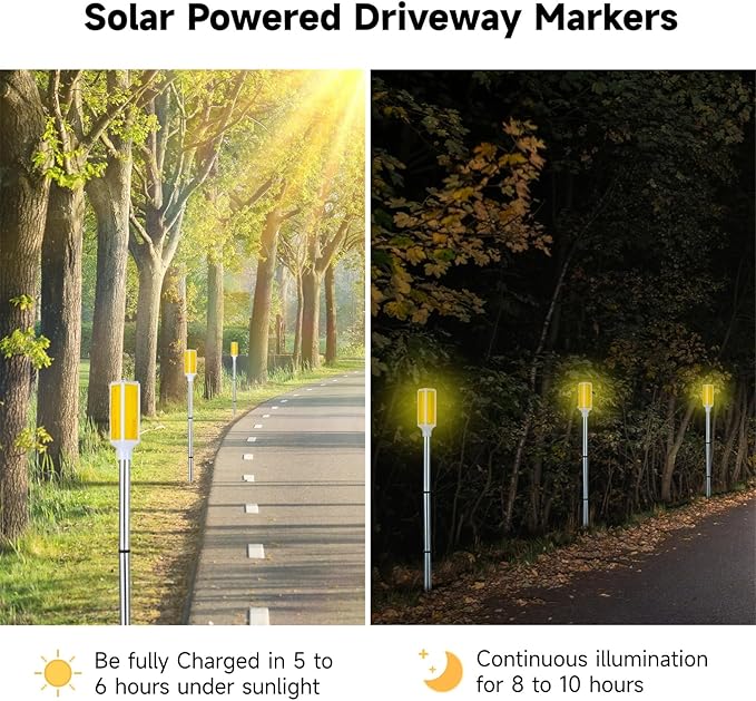 Joyibay 5 PCS Solar Powered Driveway Markers, Solar Warming Landscape Lights, Solar Outdoor Driveway Lights | Lumora