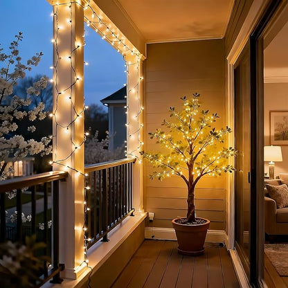LUCKY SHINE 150 LED Warm White Christmas Lights, UL Certified 50 FT Green Wire String Lights, for Indoor and Outdoor Party, Garden, Patio, Wall, Trees.