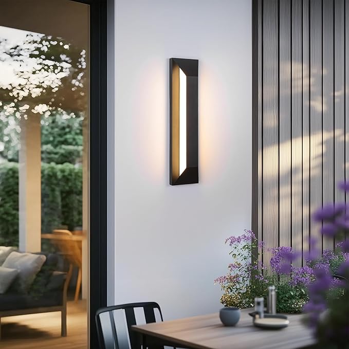 LamQee 23 Inch Modern Outdoor Wall Light Exterior Lighting Fixtures, Black Outdoor Light Fixture Wall Mount for House, LED Outdoor Wall Sconce Lighting Outside Lights for Porch Patio Front Door Garage