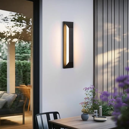 LamQee 23 Inch Modern Outdoor Wall Light Exterior Lighting Fixtures, Black Outdoor Light Fixture Wall Mount for House, LED Outdoor Wall Sconce Lighting Outside Lights for Porch Patio Front Door Garage