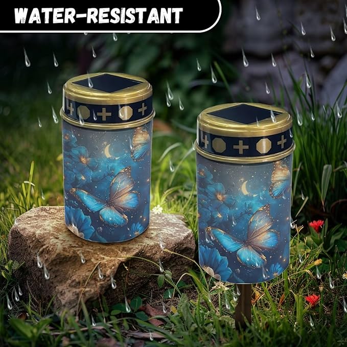 Butterfly Cemetery Solar Light LED Waterproof Solar Lights Guardian Solar Light for Grave Solar Walkway Lights Decorative Landscape Path Light Portable Solar Lights Book Light