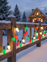 C9 Red Green White Christmas Lights, 25FT Multicolor Christmas Decorations String Lights with 26 Ceramics Bulbs | Lumora