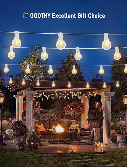 AD 25Ft Globe Led Outdoor String Lights Waterproof Shatterproof, Connectable Hanging Patio String Lights with 25 LED Plastic Clear Bulbs for Café Bistro Pergola Tents