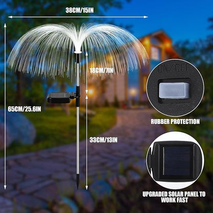 4 Pcs Solar Outdoor Lights for Garden Waterproof Jellyfish 7 Color Changing Decorative Lawn Solar Powered Lights Flower Yard for Pathway Lawn Wedding Party Outside Decor