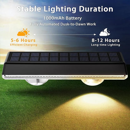 Solar Fence Lights Outdoor, 2-Pack 120LM Fence Lights Solar Powered, IP67 Waterproof Dusk to Dawn Auto On/Off 12+ Hours for Outside/Backyard/Wall/Step/Patio/Deck/Pool (3000K/4000K/6000K White)