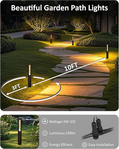 Low Voltage Path Lights, 12V 3W Wired LED Low Voltage Bollard Lights for Outdoor Garden Yard Pathway Walkway Christmas Decoration, 2200K/2700K/3000K/4000K/5000K, Aluminum, Bronze, 1PK