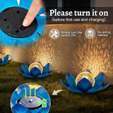 Huaxu Solar Lights Outdoor Garden Decoration Crackle Globe Glass Waterproof LED Metal Blue Lotus Flowers Gift for | Lumora