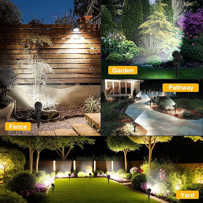 T-SUNUS Christmas Solar Spot Lights Outdoor White 6000K IP65 Waterproof 2-in-1 Landscape Spotlights, 9.8ft Cable | Lumora
